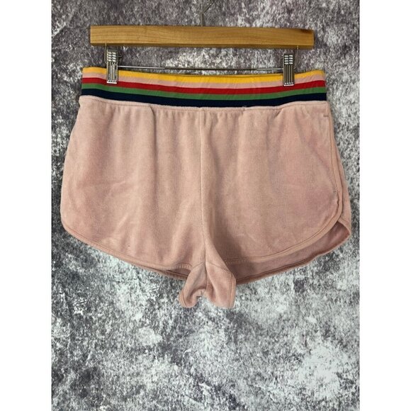 wild fable Pants - Wild Fable‎ 70s Pink Velvet Colorful Band Casual Shorts High Rise Womens M